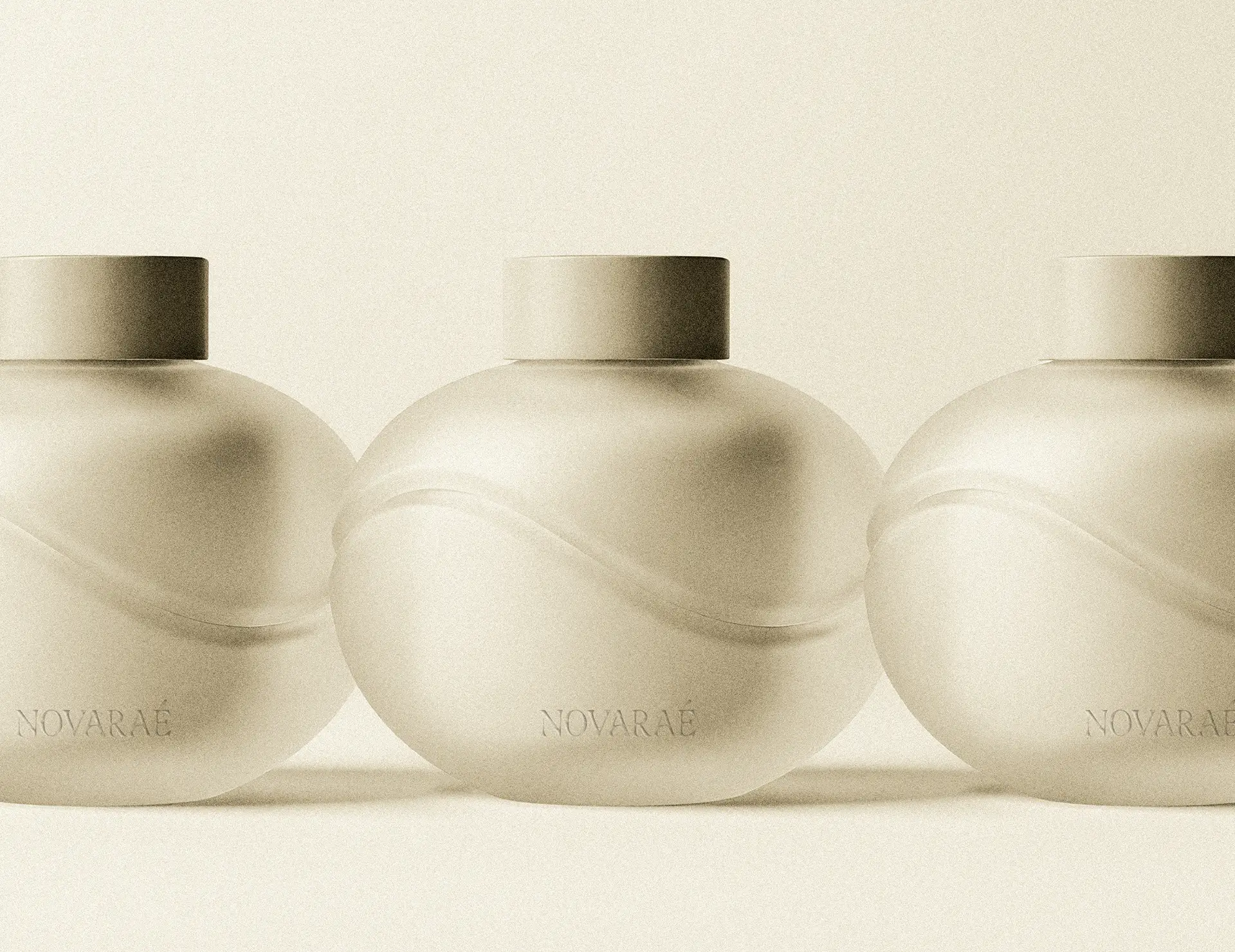 Product packaging design for Novarae luxury haircare brand showing frosted glass bottle design