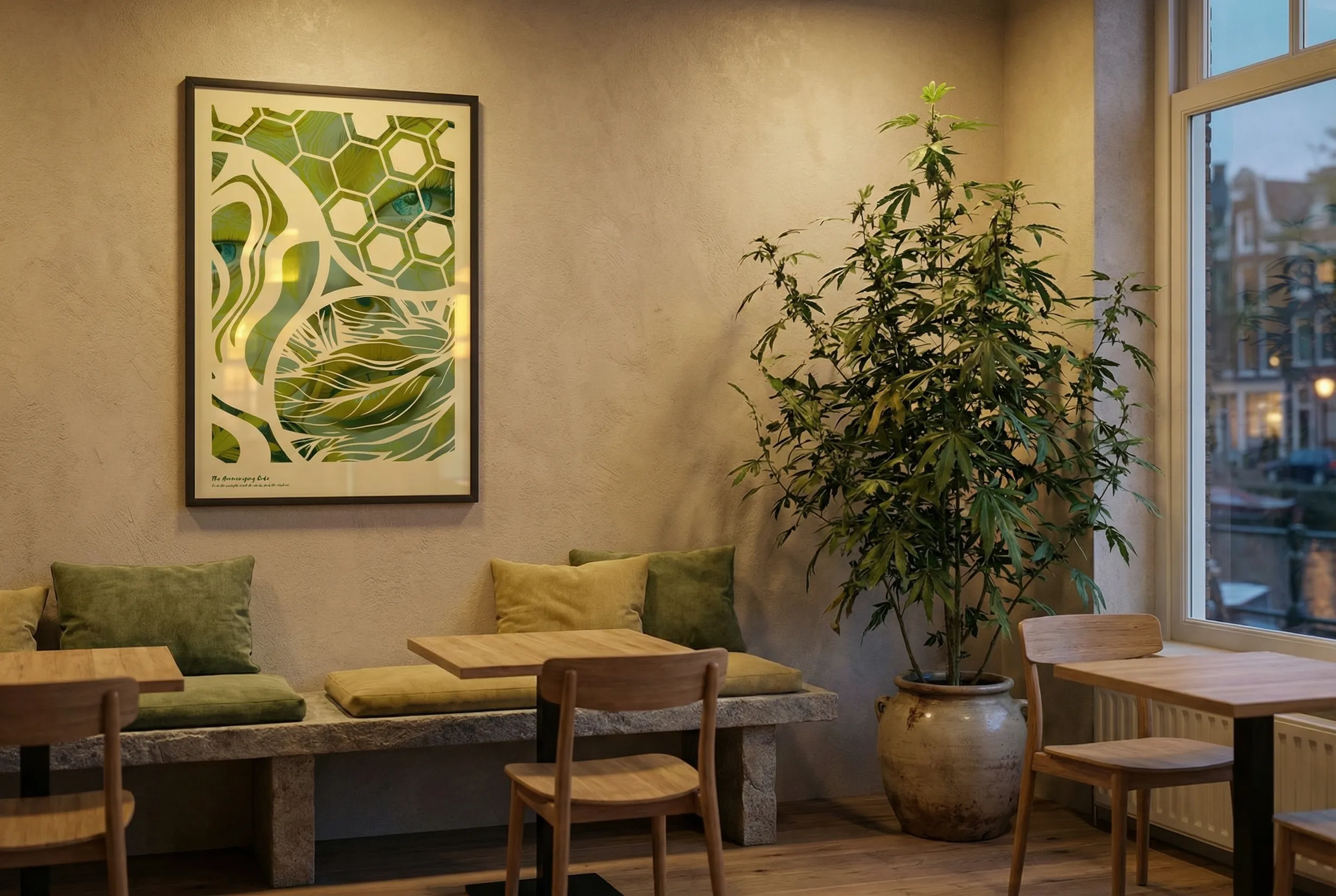 Poster design inside Amsterdam coffeeshop