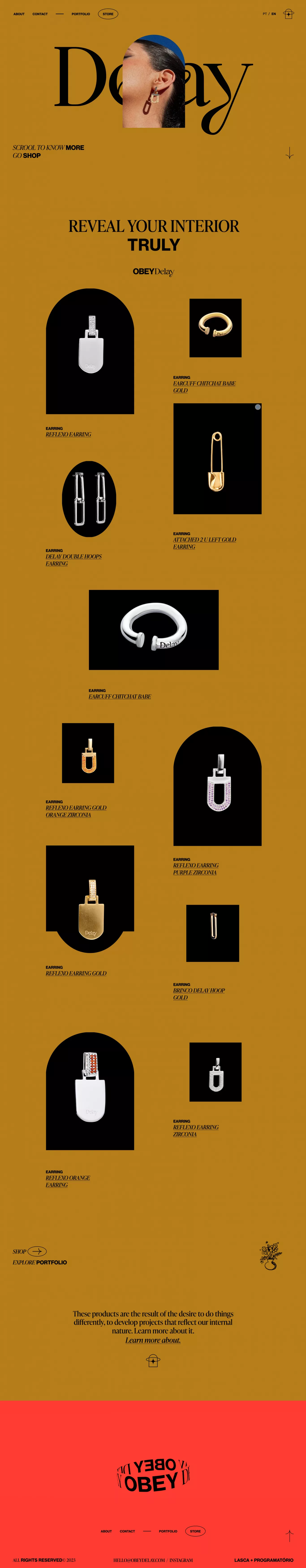 Delay ecommerce page screenshot showcasing Design and Fashion design