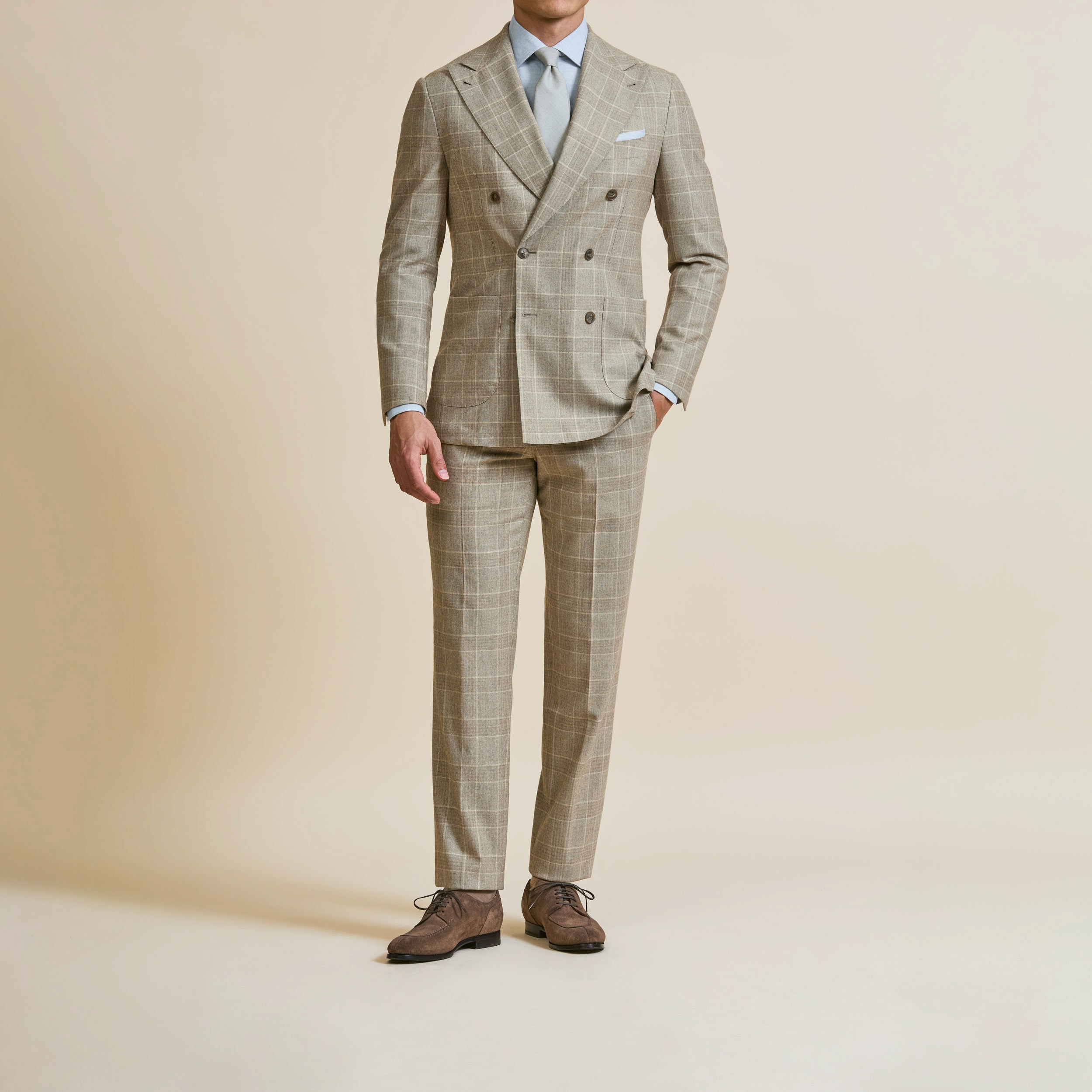 businesspak op maat, tweedelig, blazer en broek, grijs, man, das