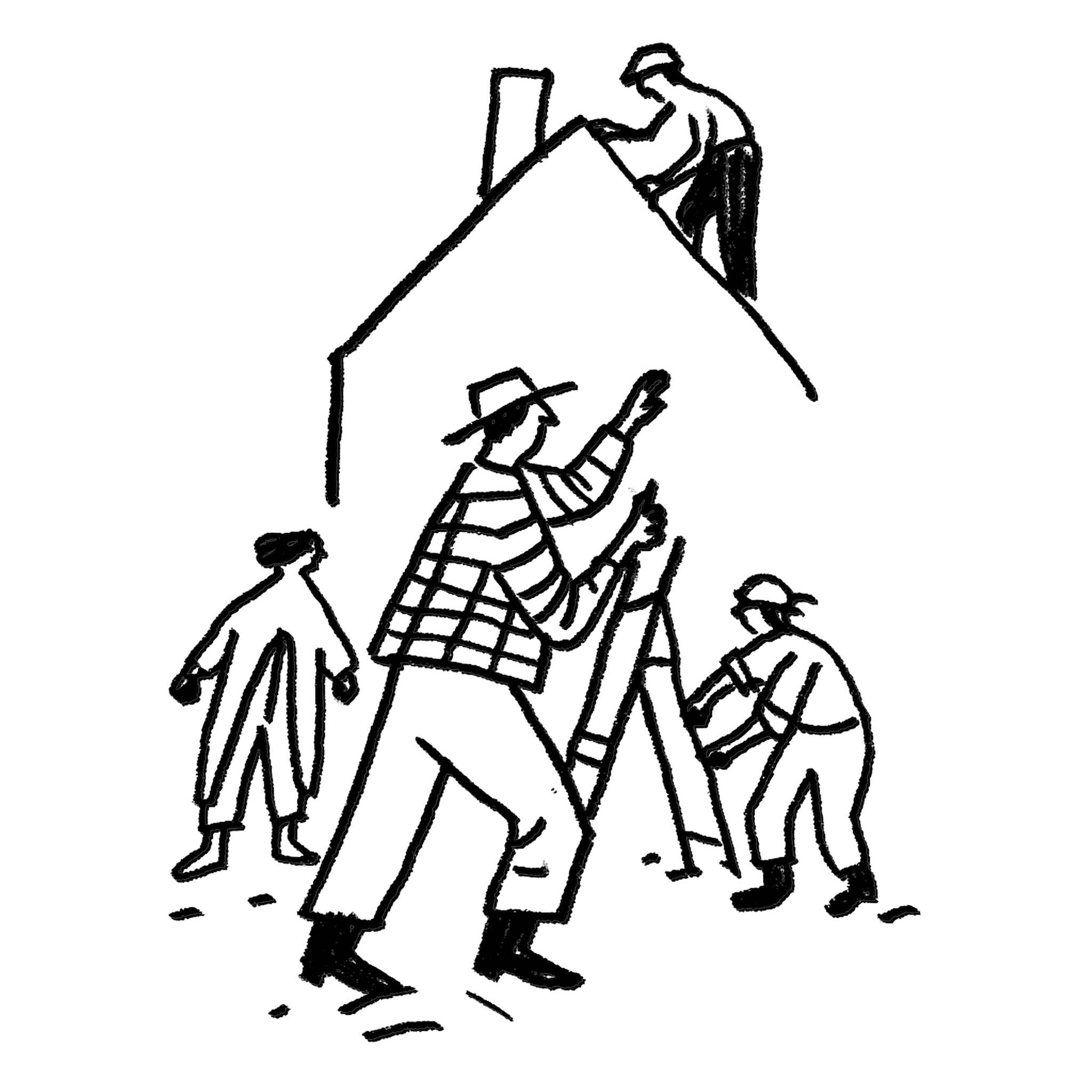 Ilustración de una persona coordinado una reforma.