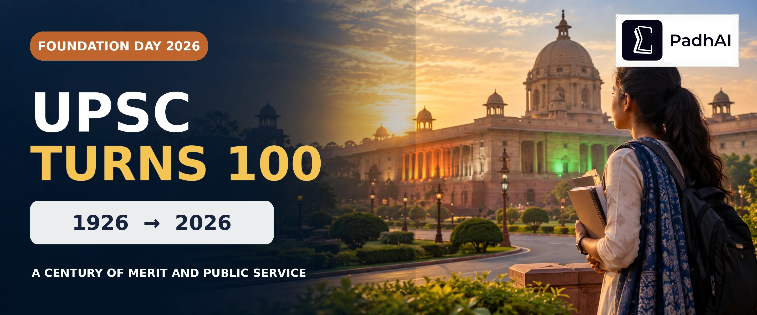 UPSC Foundation Day 2026 thumbnail marking 100 years from 1926 to 2026.