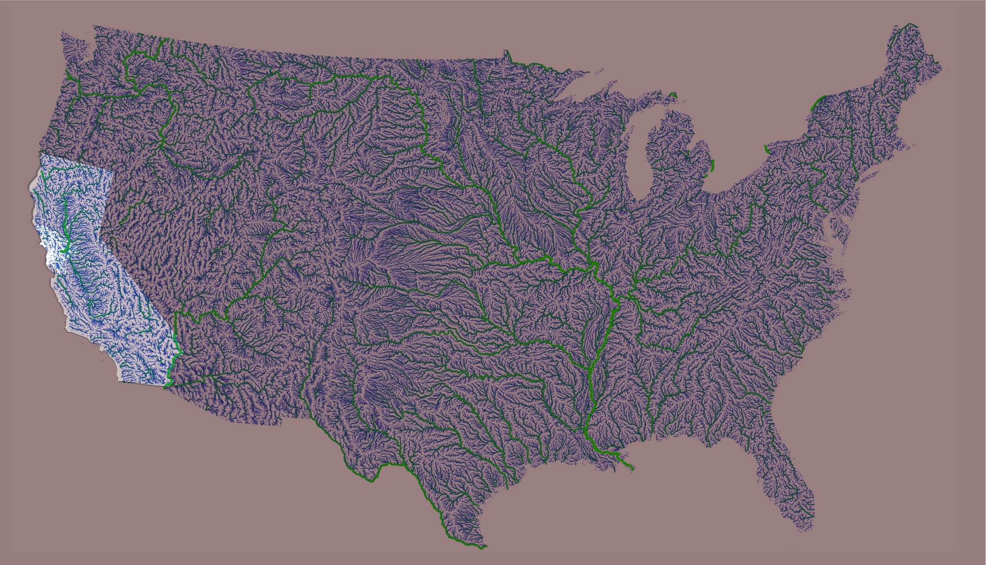 Lower 48 US Waterways map