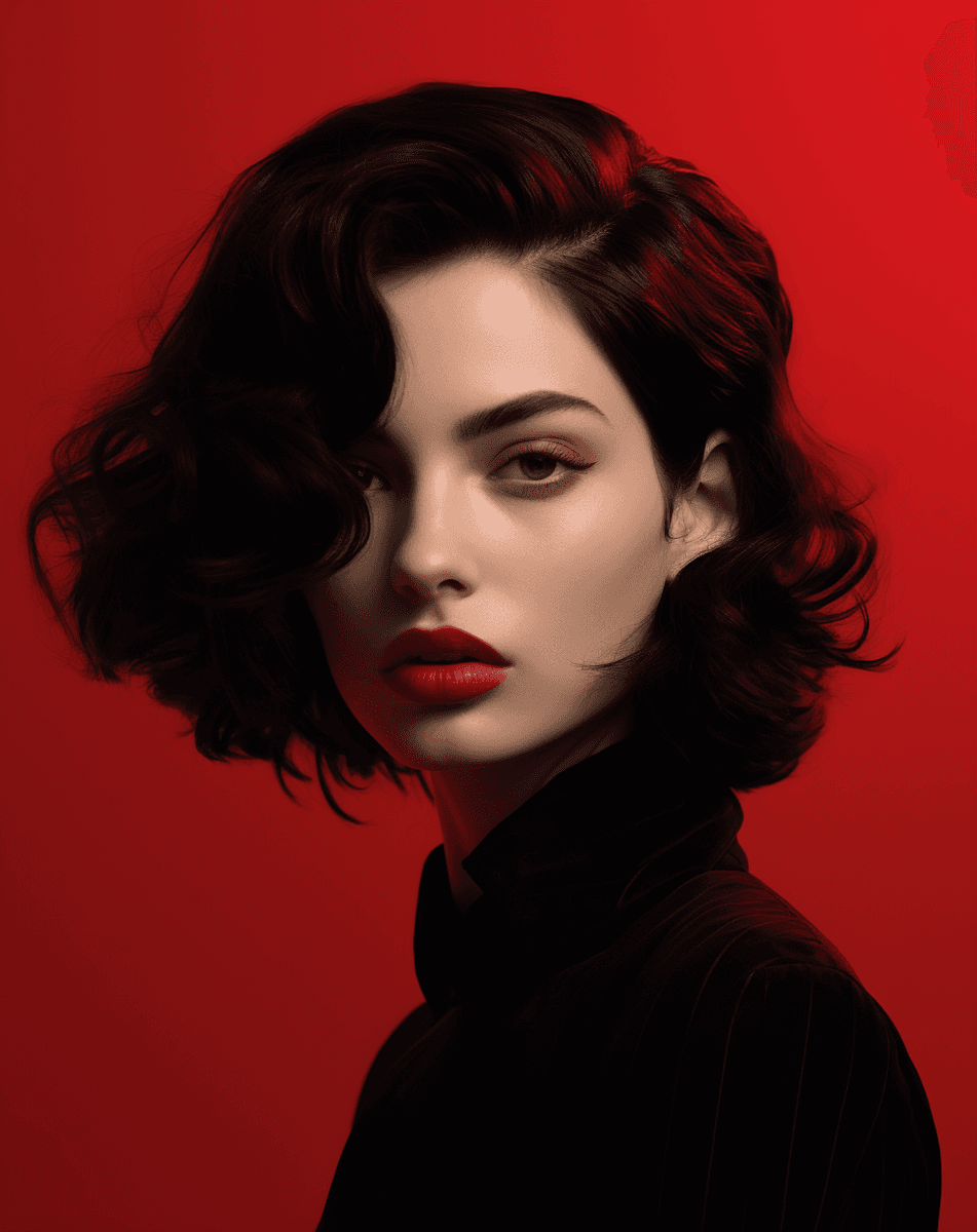 Profile of a young lady in a black clothes