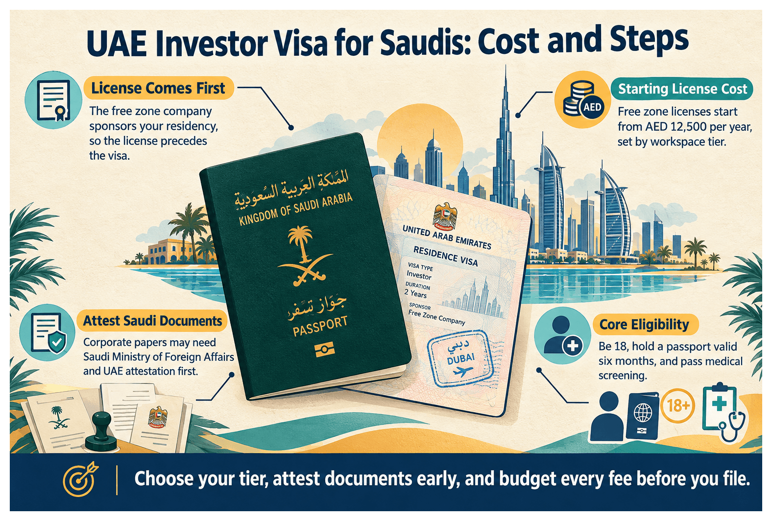 Infographic: UAE Investor Visa for Saudi Nationals: Cost and Steps