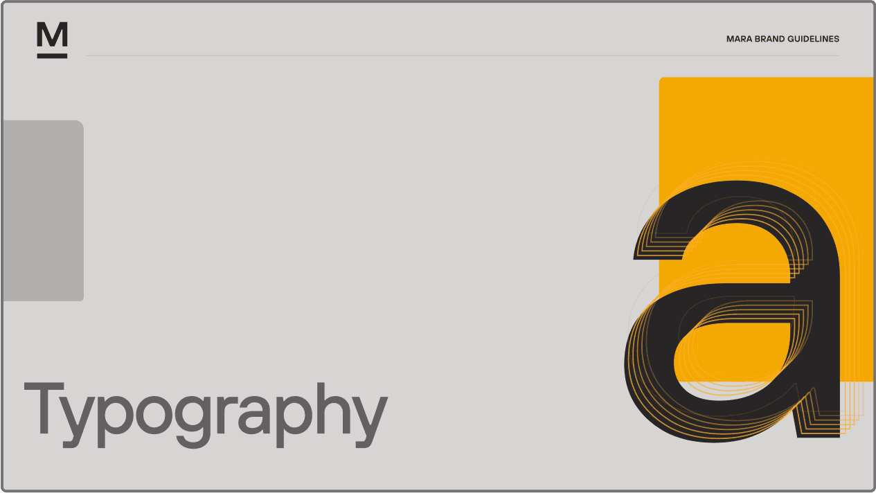 MARA brand guidelines Typography section page