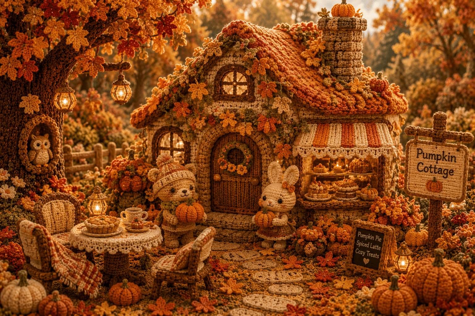 Autumn Pumpkin Cottage wallpaper preview