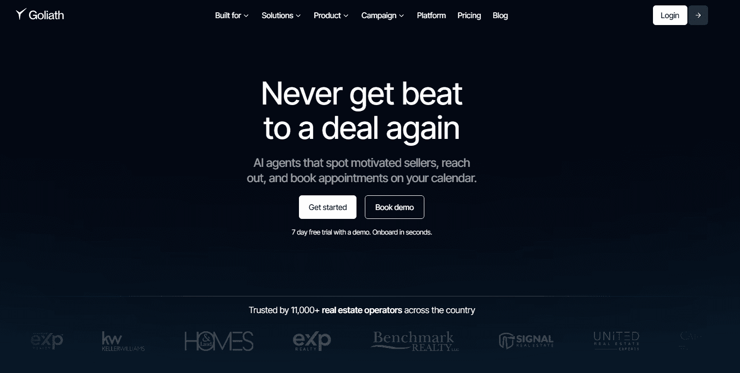 Goliath Data homepage screenshot