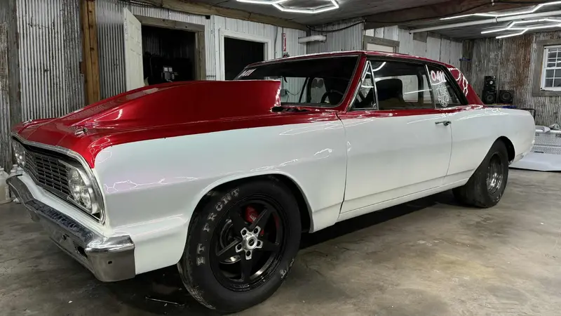 Freshly painted red and white car