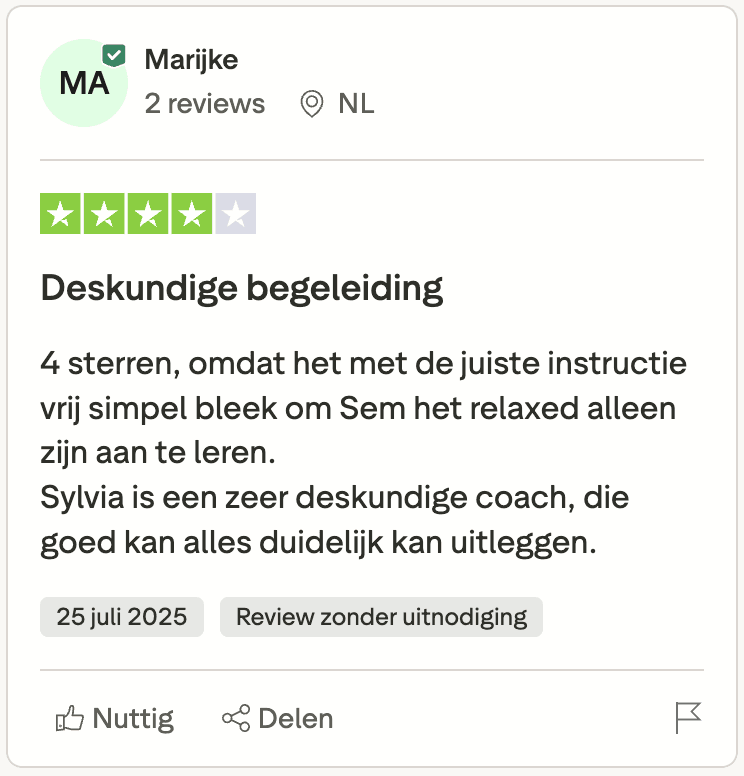 Trustpilot review: deskundige begeleiding