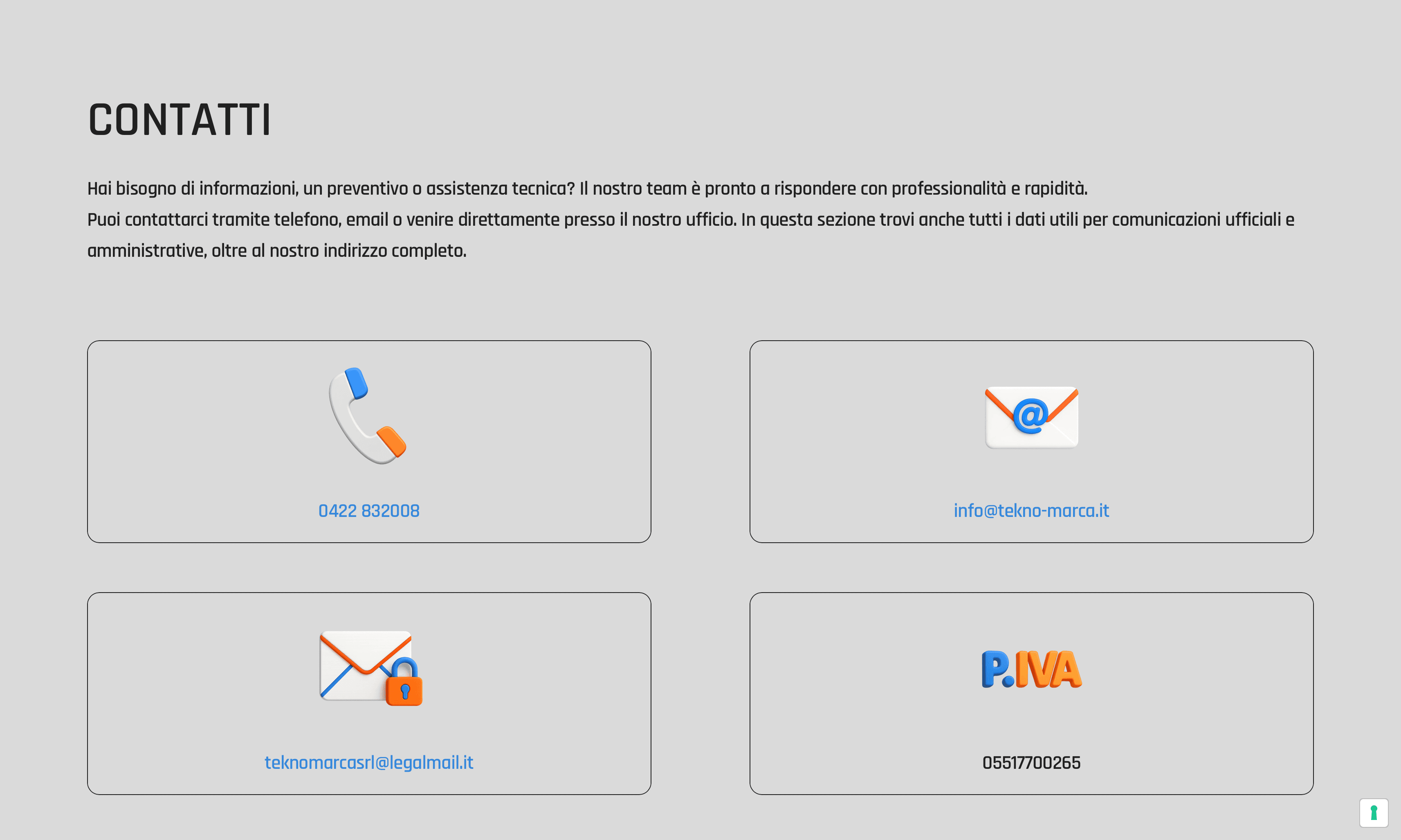 Tekno-Marca - contacts section's redesign