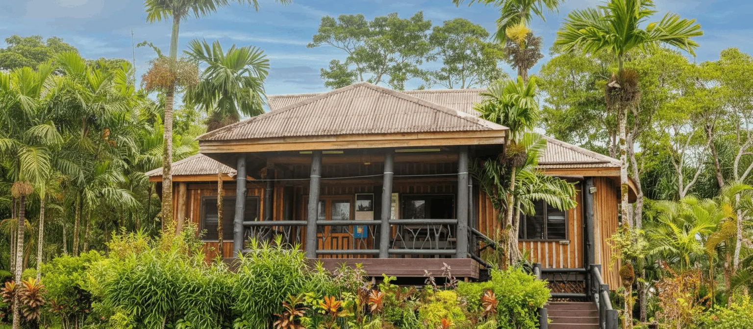 Treehouse dormitory at a beachside resort in Fiji, Pacific Harbour