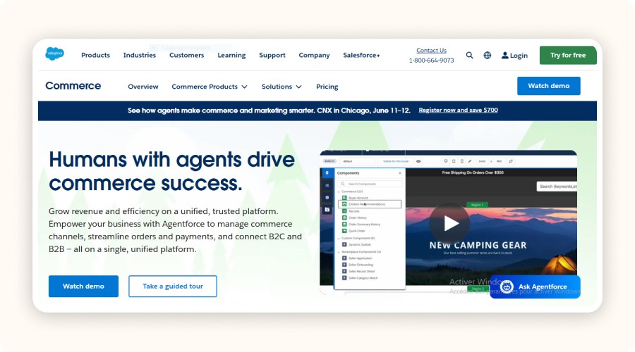 Salesforce Commerce Cloud homepage