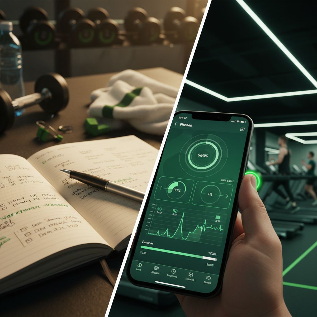 Comparison of paper workout log and digital fitness tracking app
