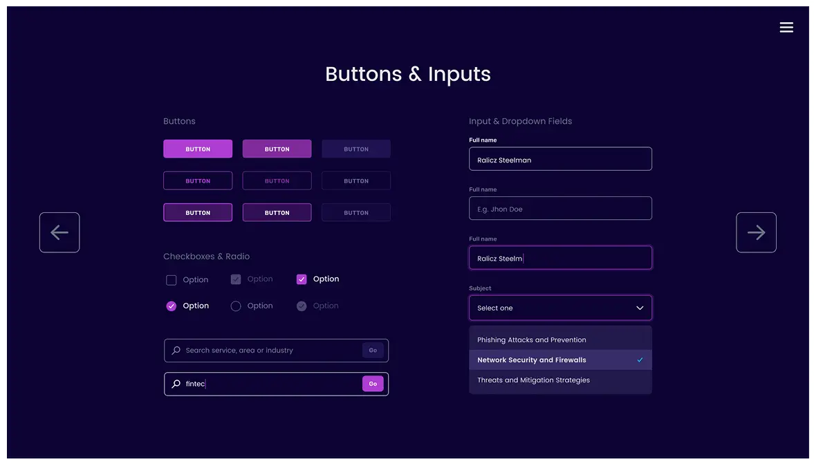 style tile buttons and inputs