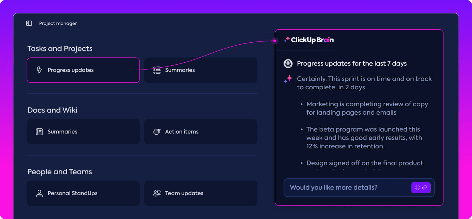 Automate project summaries and updates