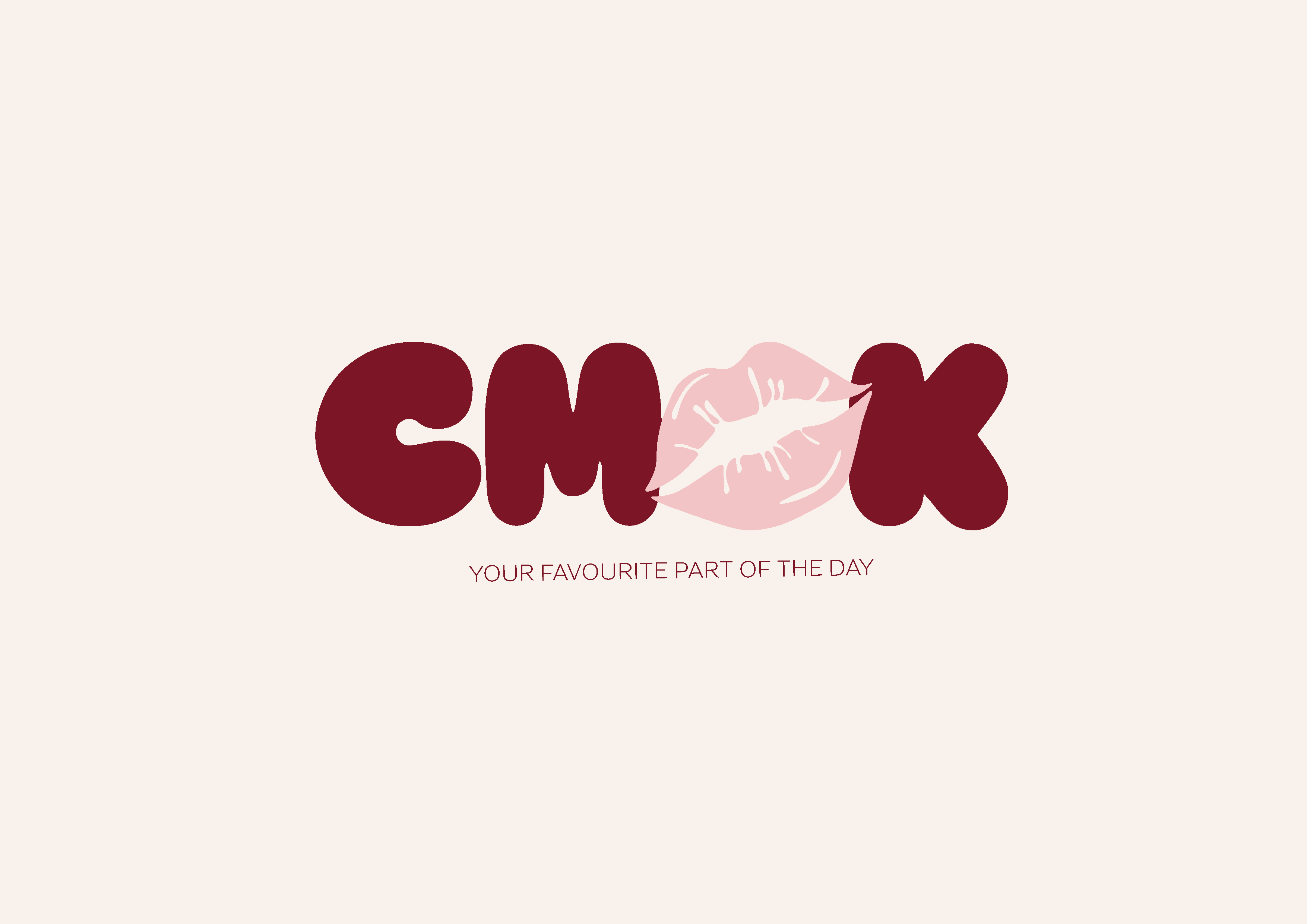 CMOK logo with pink lips replacing the letter O.