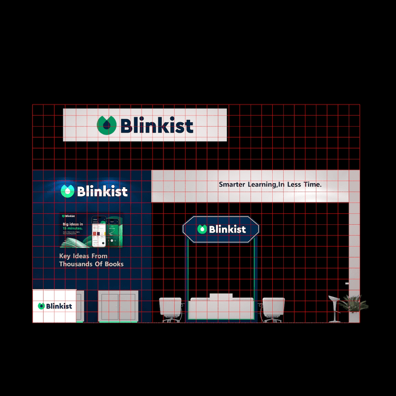 20x30 modular technology booth with overhead branding and show-site support