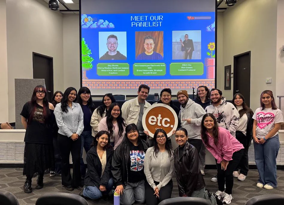 Nick with students and panelists after the Video Game Panel at Cal State Fullerton.