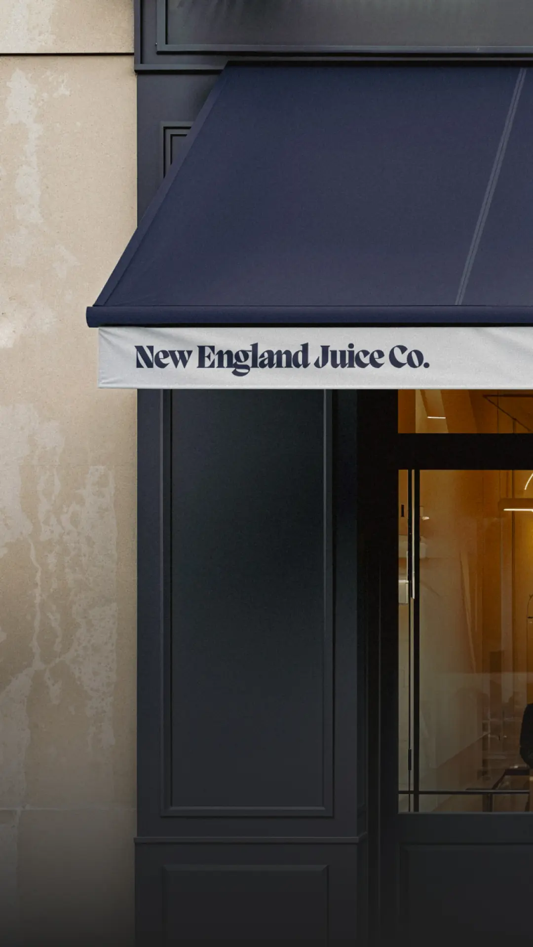 New England Juice Co. — Hero photo of storefront exterior — Physical location branding