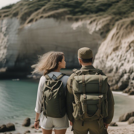 couple rucking by the sea