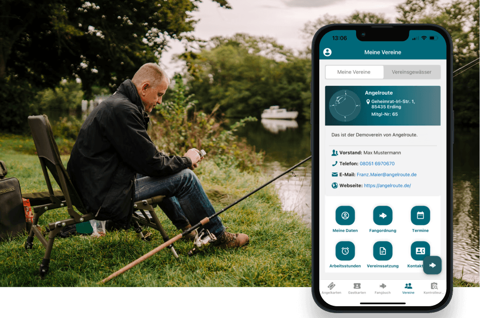 Digitale Angelkarte in der Angelroute App