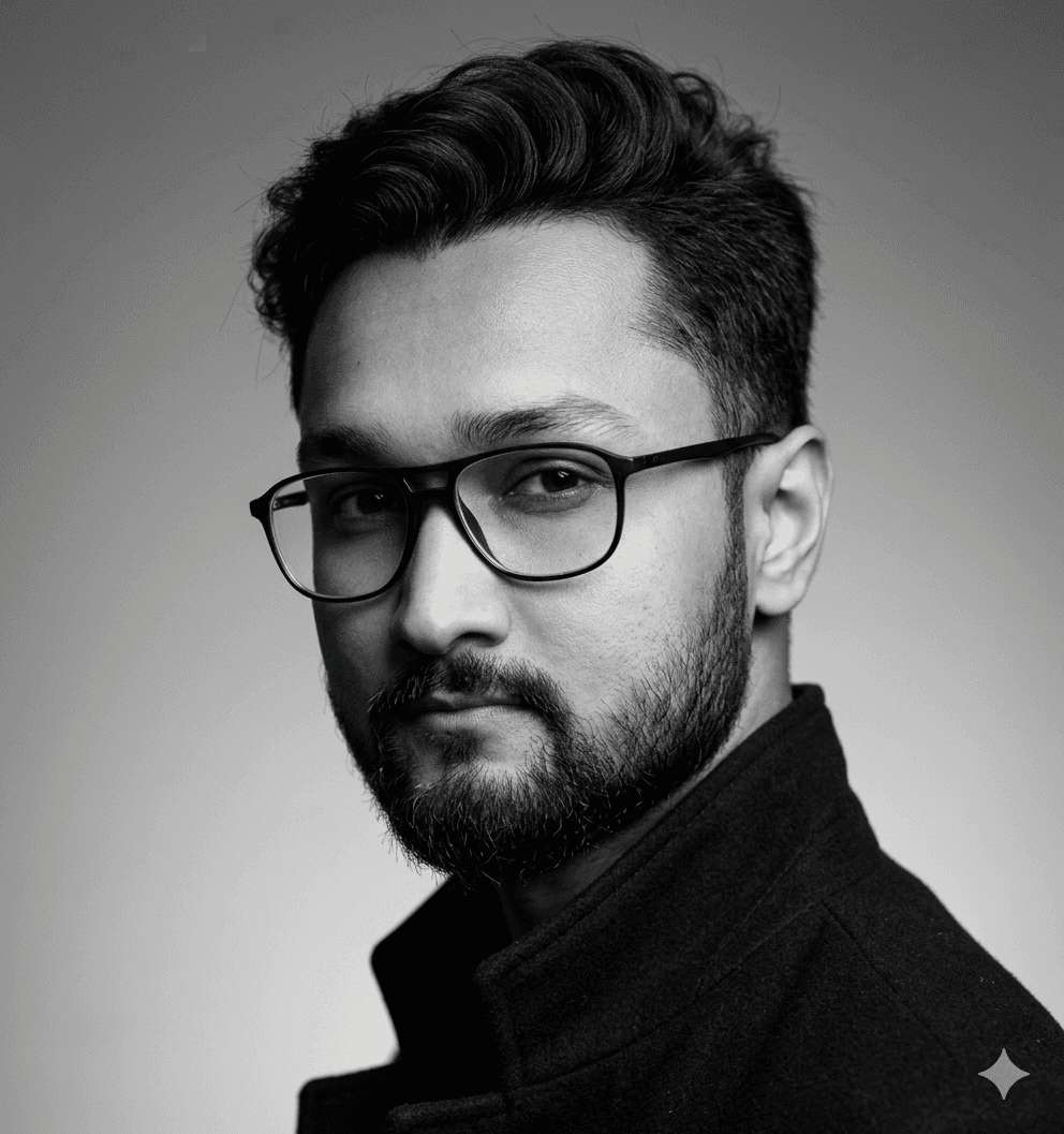 Portrait of portfolio creator – back view