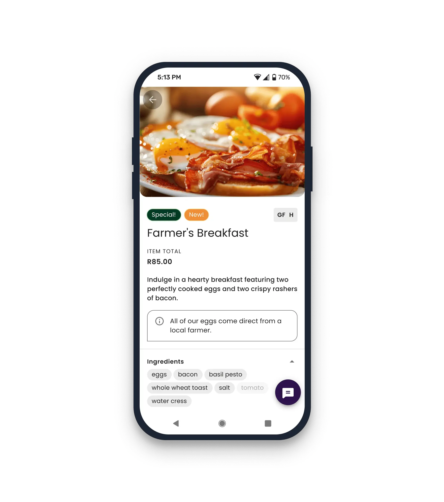 YumEase product screenshots on a mobile phone, showing user-friendly interface and helpful functionality.