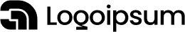 A sleek, modern logo featuring abstract geometric shapes in black, accompanied by the word "Logoipsum" in a bold, sans-serif font.