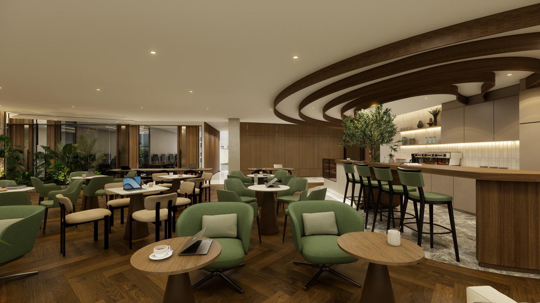Co-working café area supporting clients of PRO Services in Dubai.