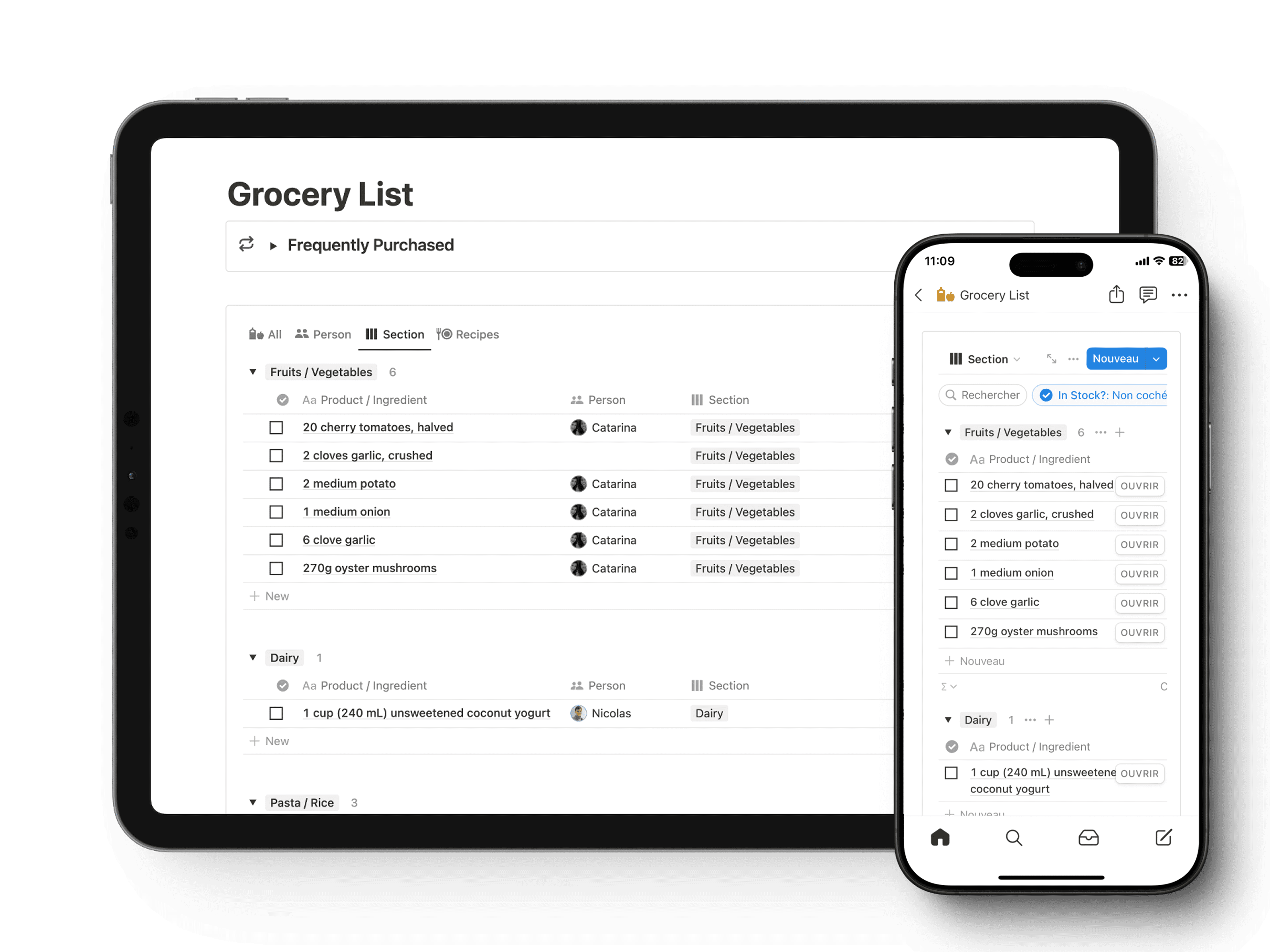 Auto‑generated grocery list in Notion based on selected weekly meals