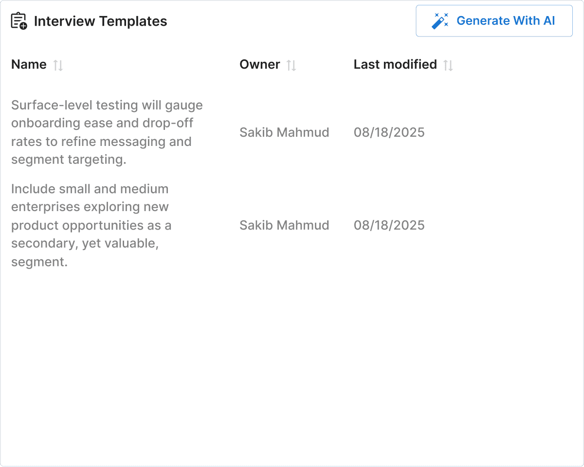 interview templates generated by AI - Innovation Within