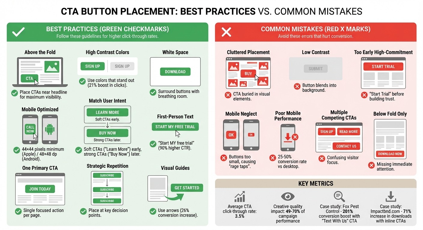 CTA Button Placement Best Practices vs Common Mistakes Comparison