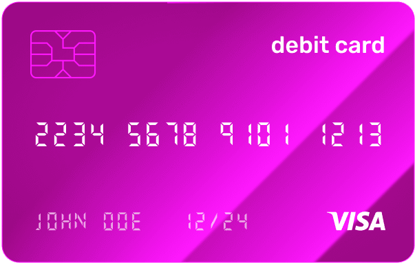 A purple Beonn VISA debit card