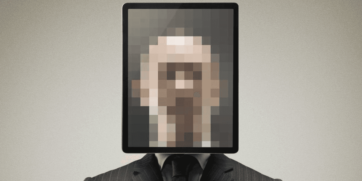 A pixelated face