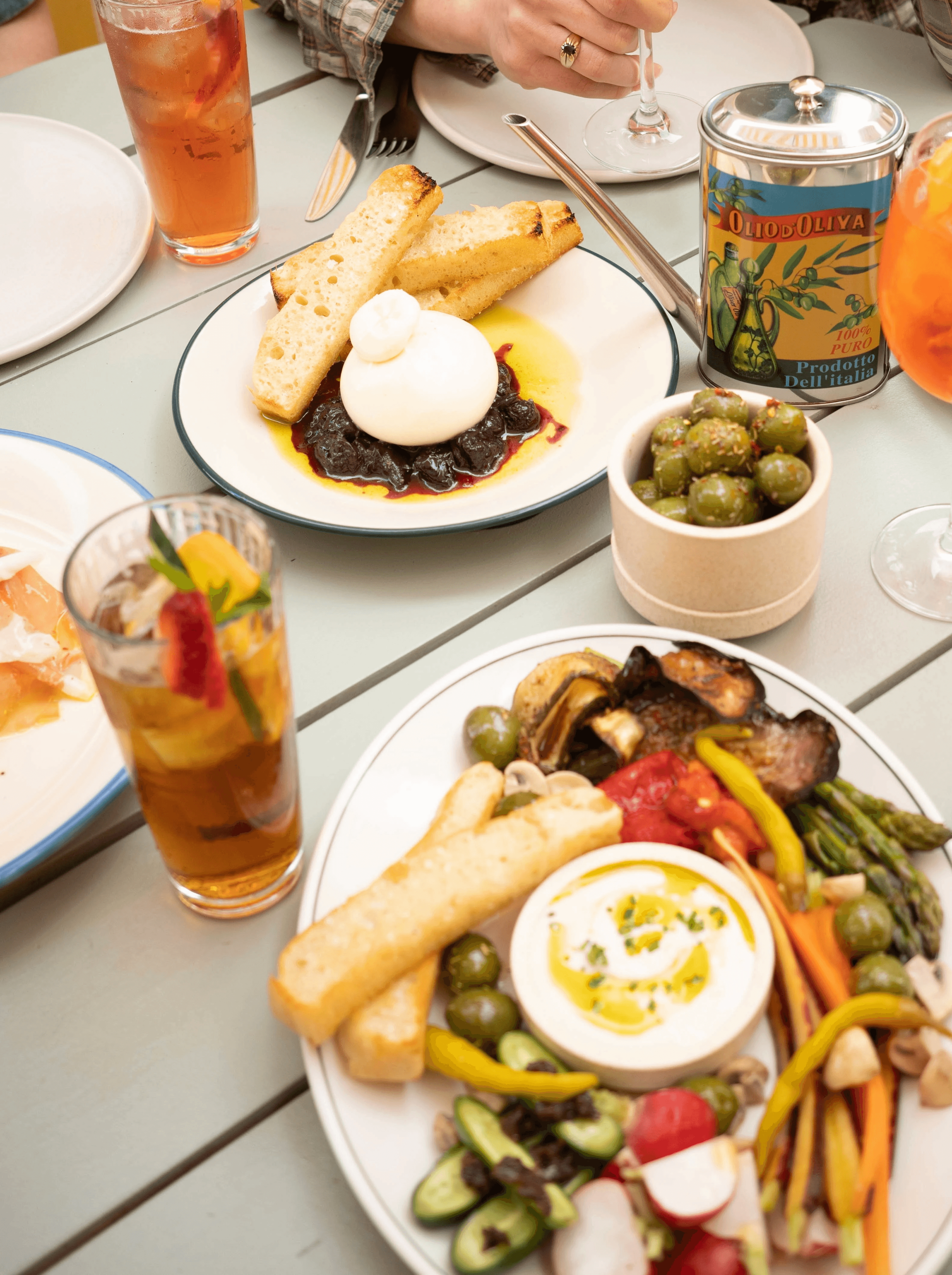 A table of shared dishes from Afloat's banquet menu