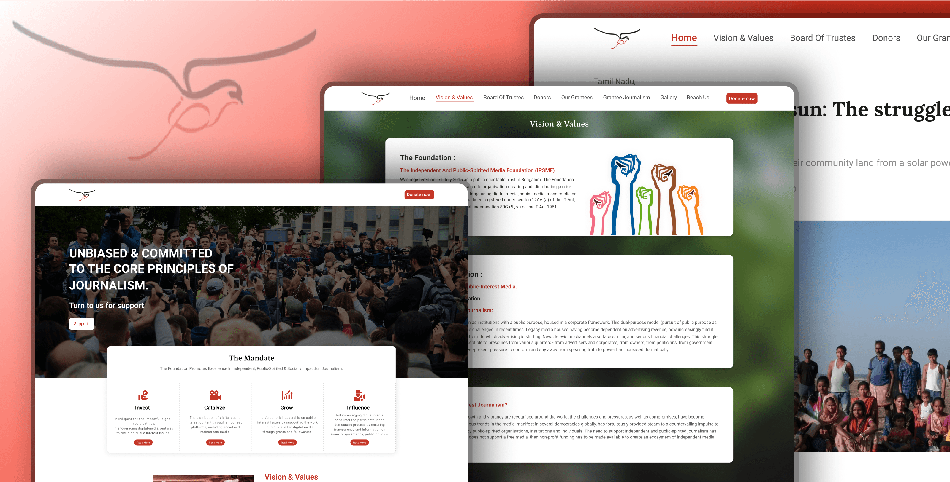 White logo on purple background