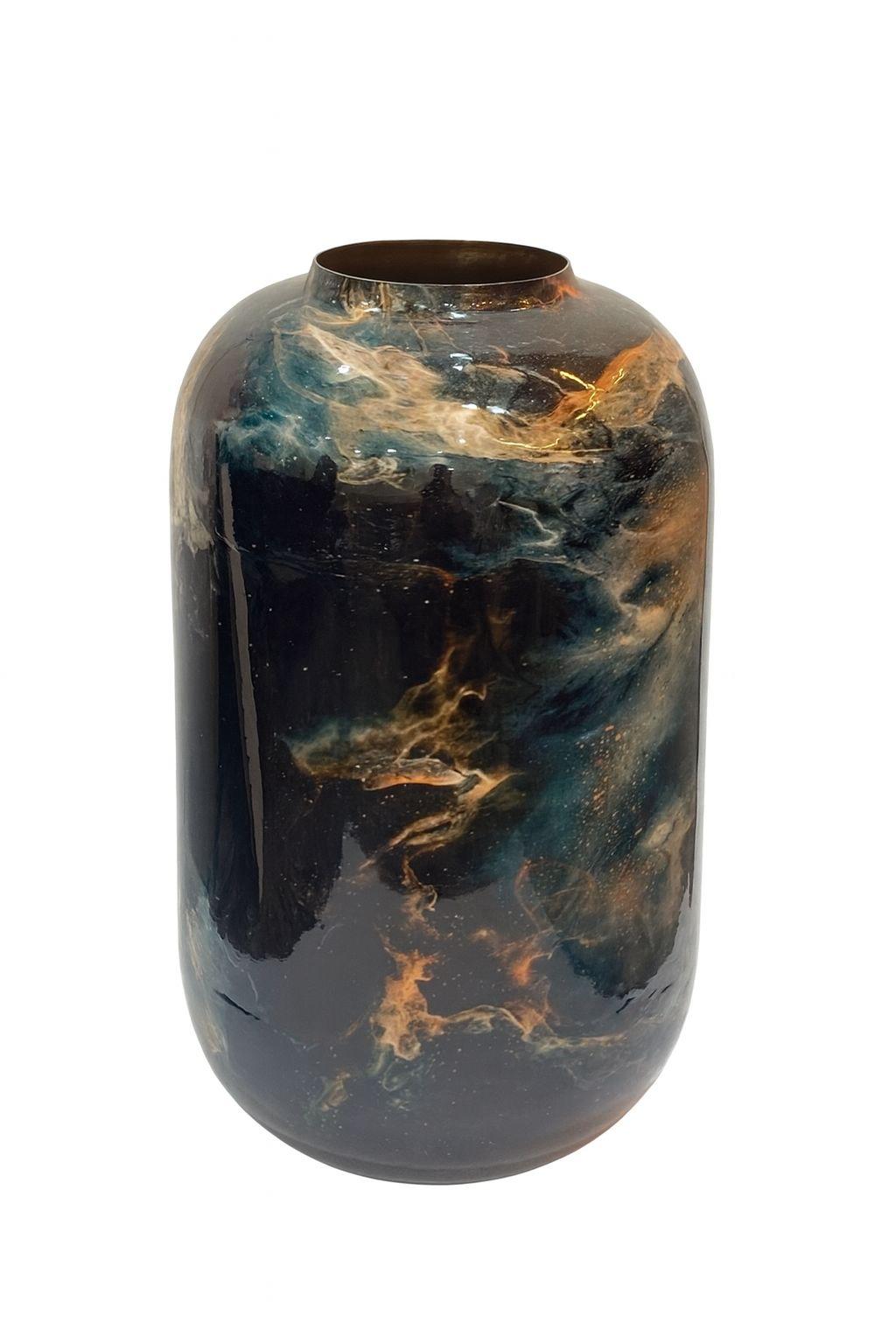 Marble effect tall metal decorative vase for home décor