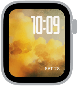 lemon haze Apple Watch face preview 4 featuring watercolor, abstract, gradient, and summer.