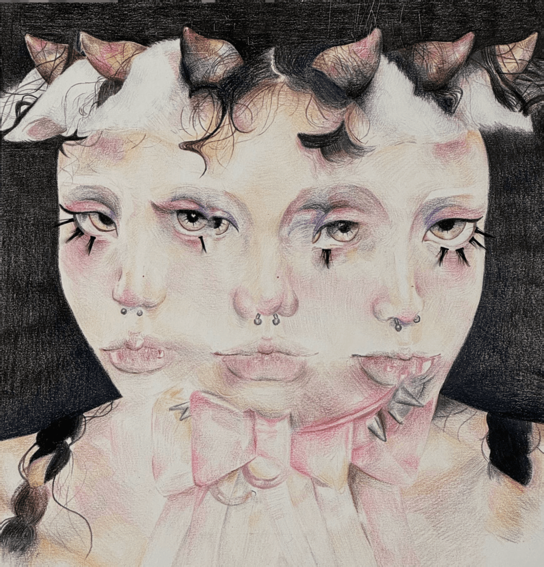 A fluffy gray rabbit rests on a floral chair.