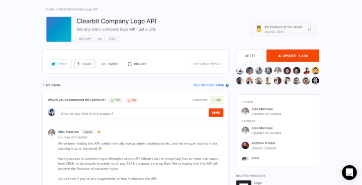 Clearbit’s Company Logo API - #2 Product of the Day