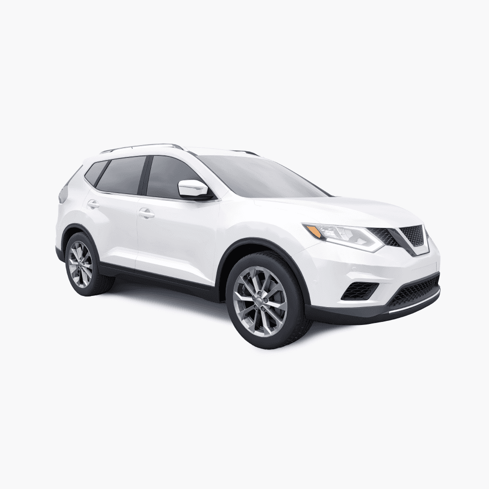 side view of a white car