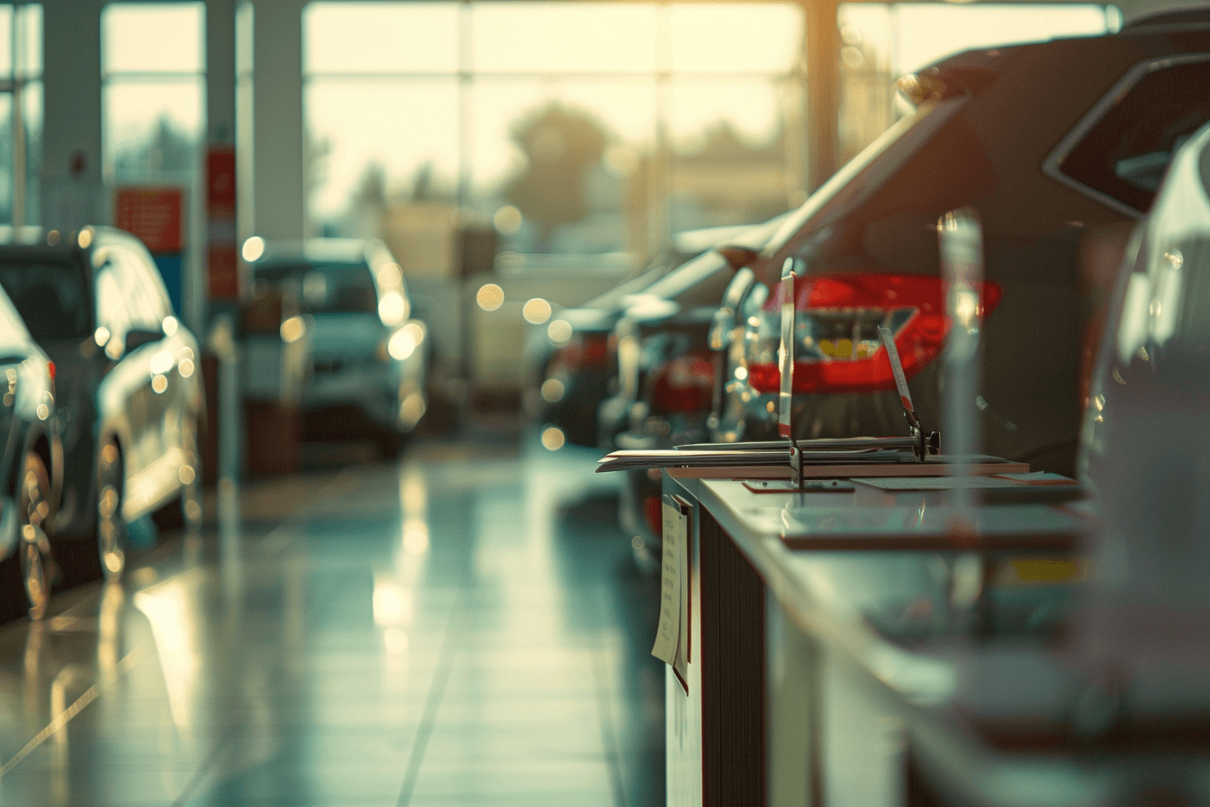Dealership with sales person desk