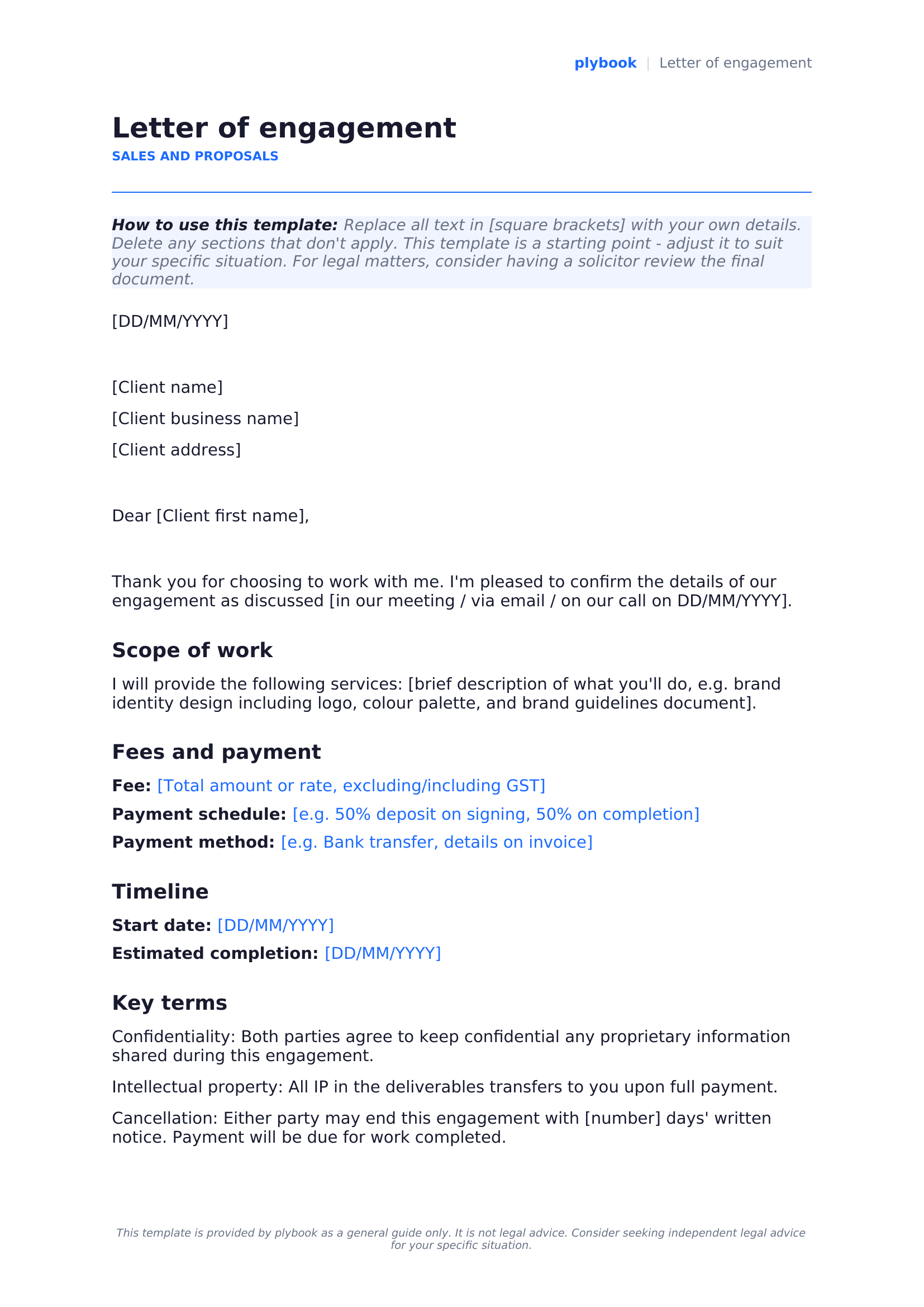 Letter of engagement