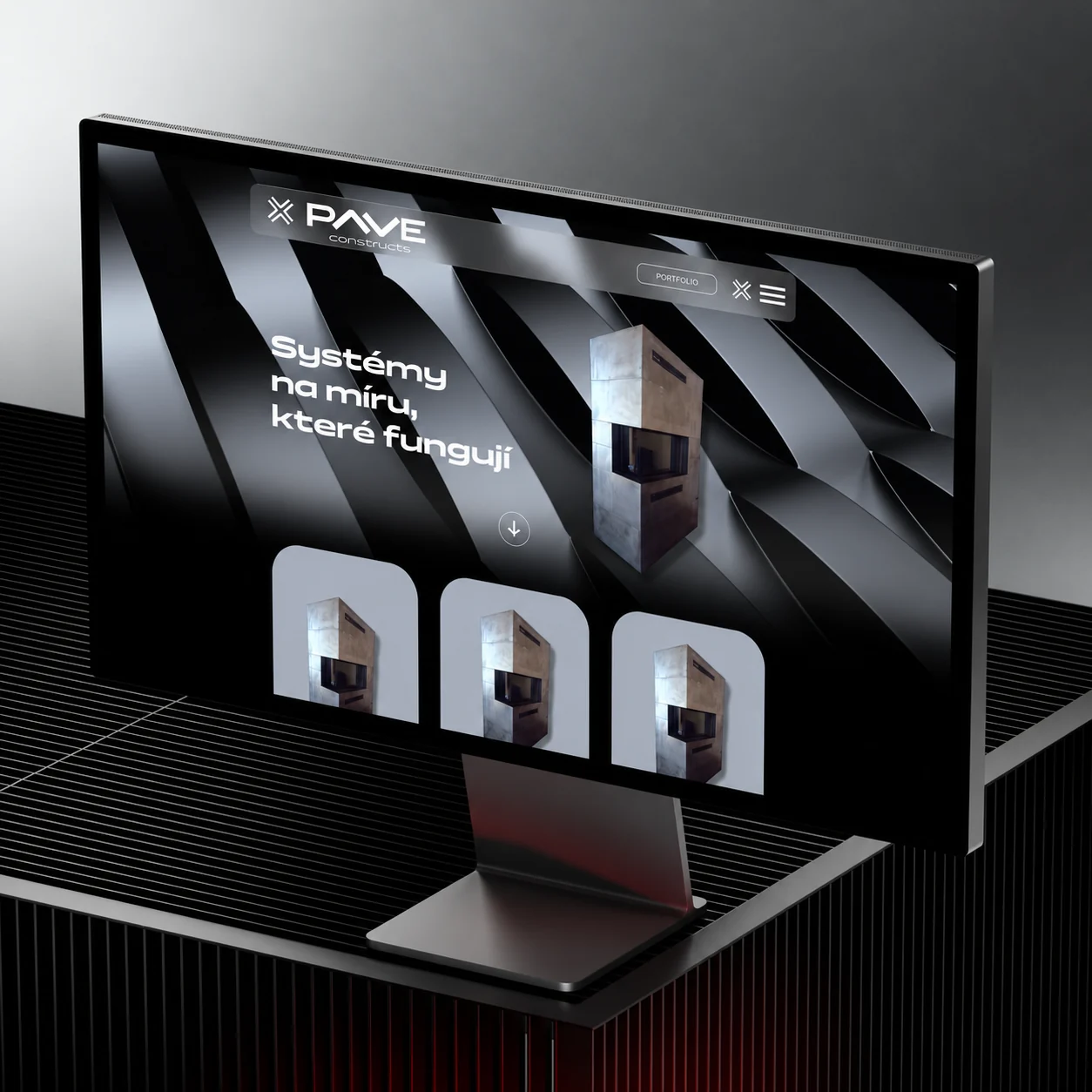 Mockup návrhu webové prezentace PAVE constructs s finálním logem