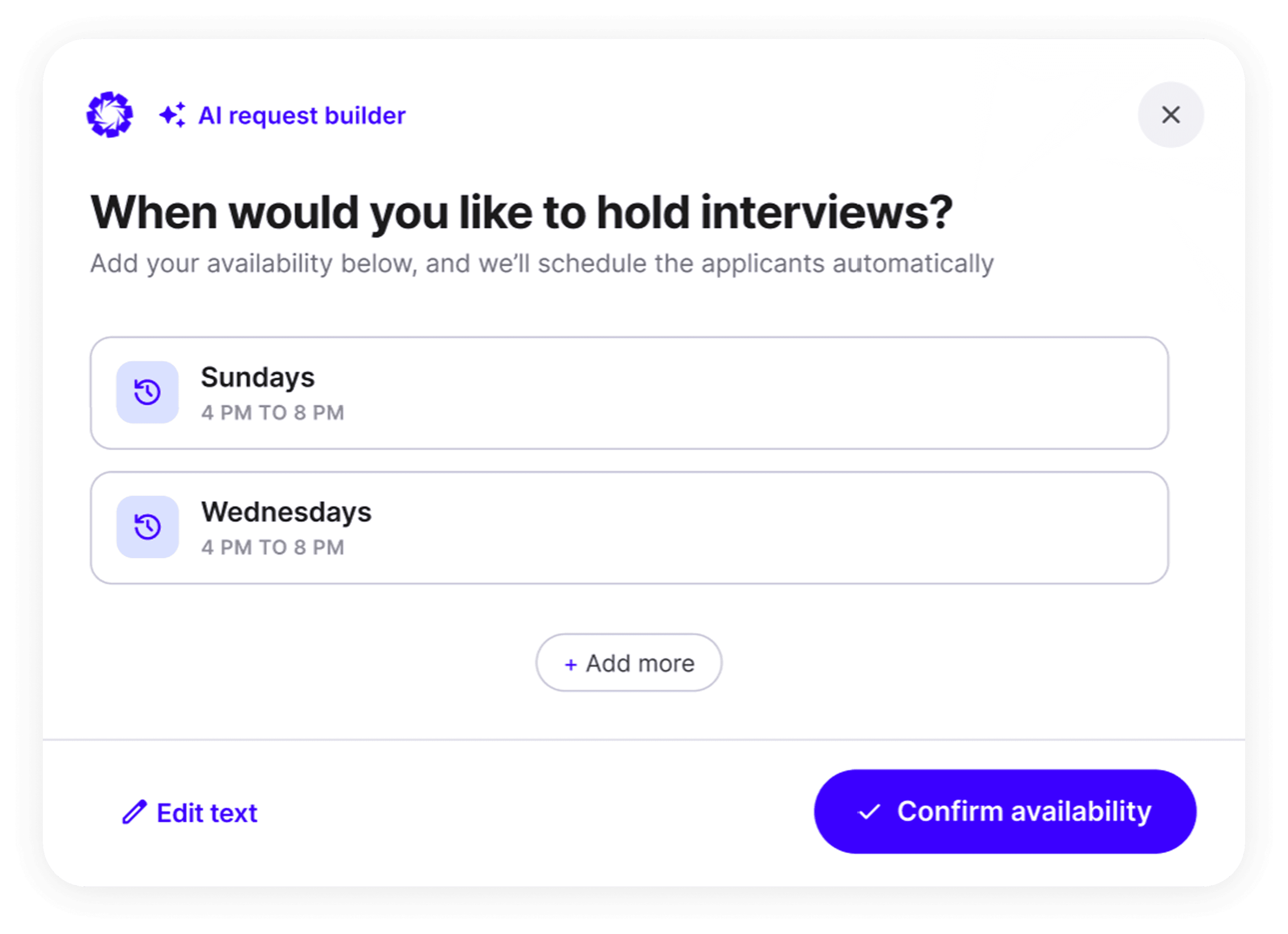 Set your interview times