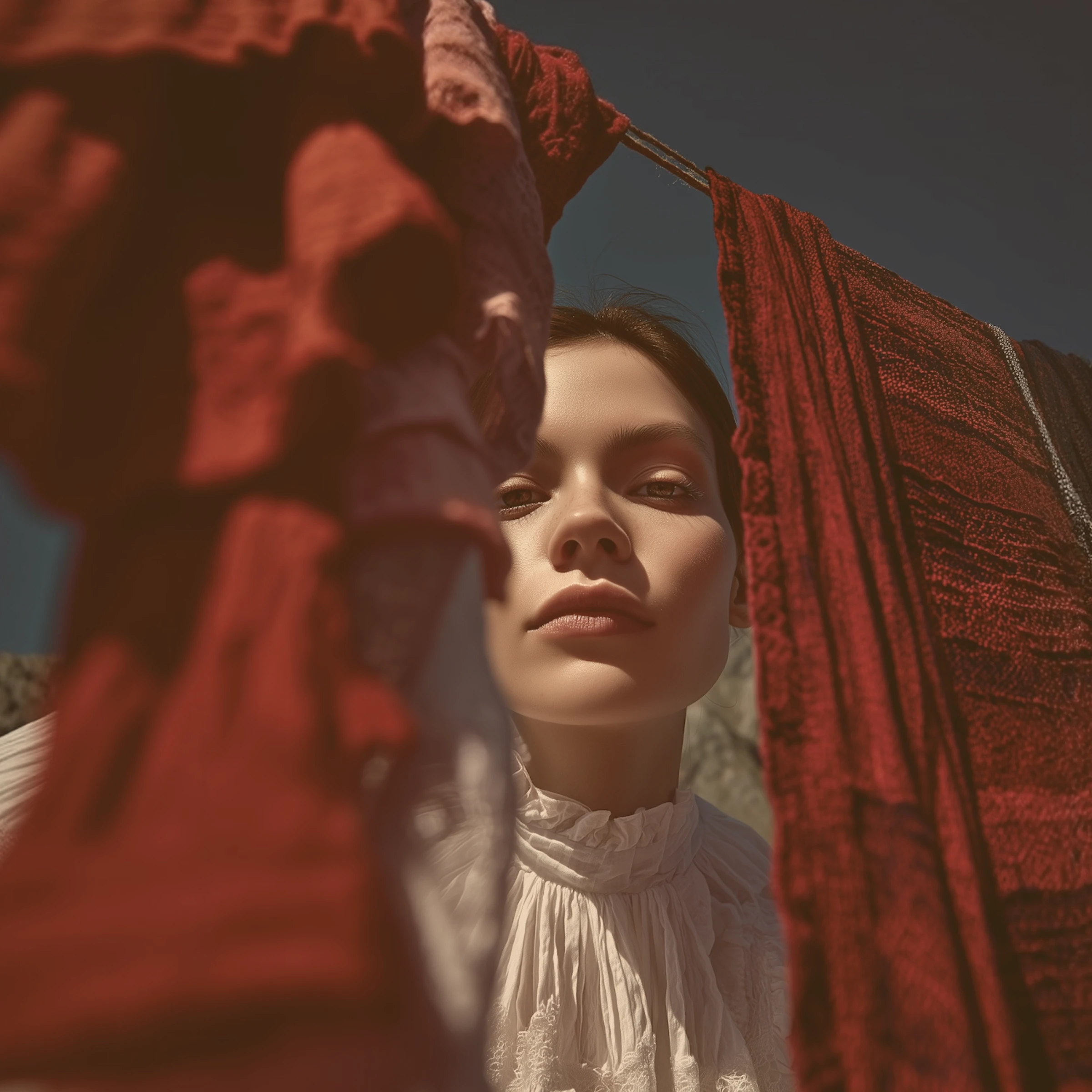 Woman Framed by Fabrics