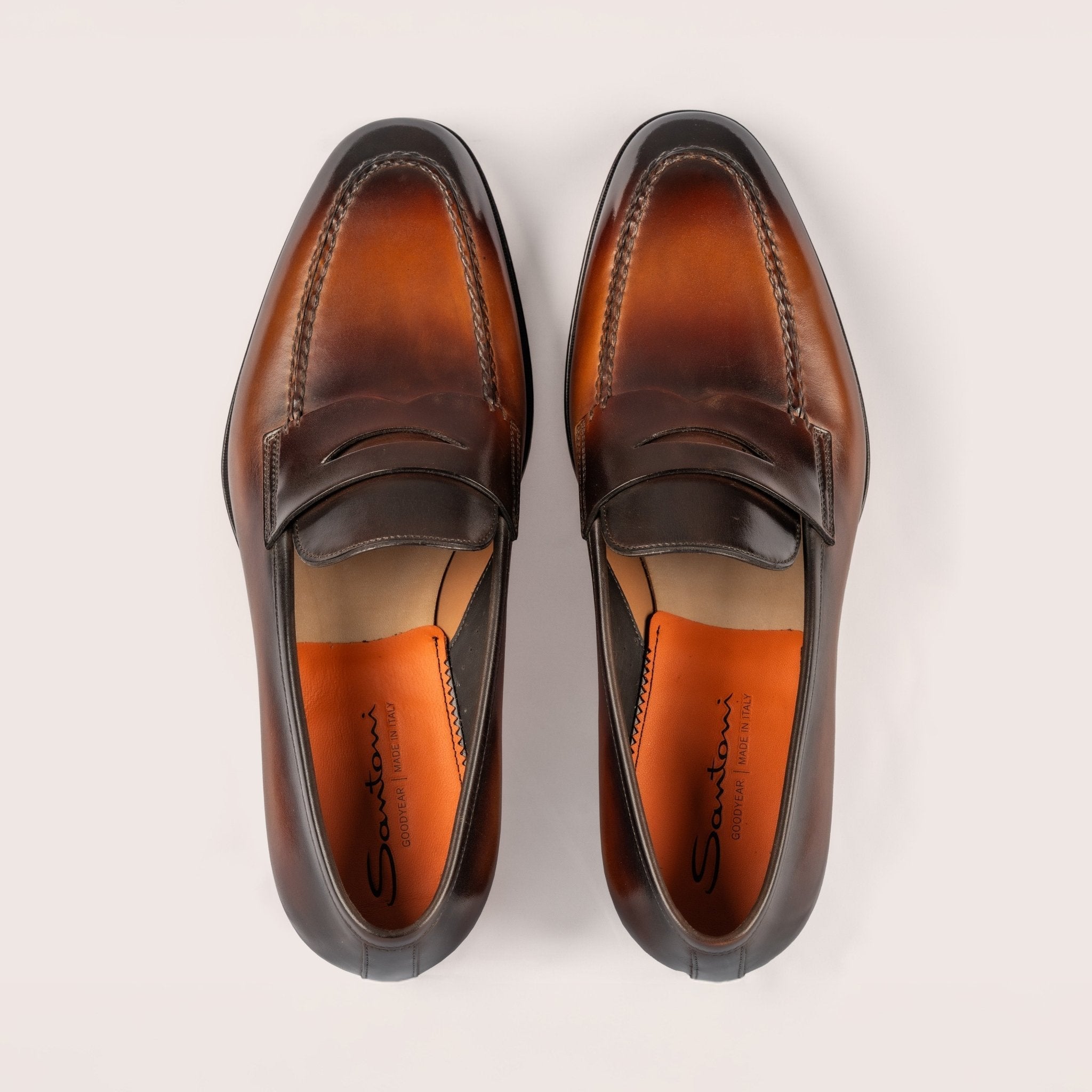 Men's dark brown leather penny loafer - Mandelli UK