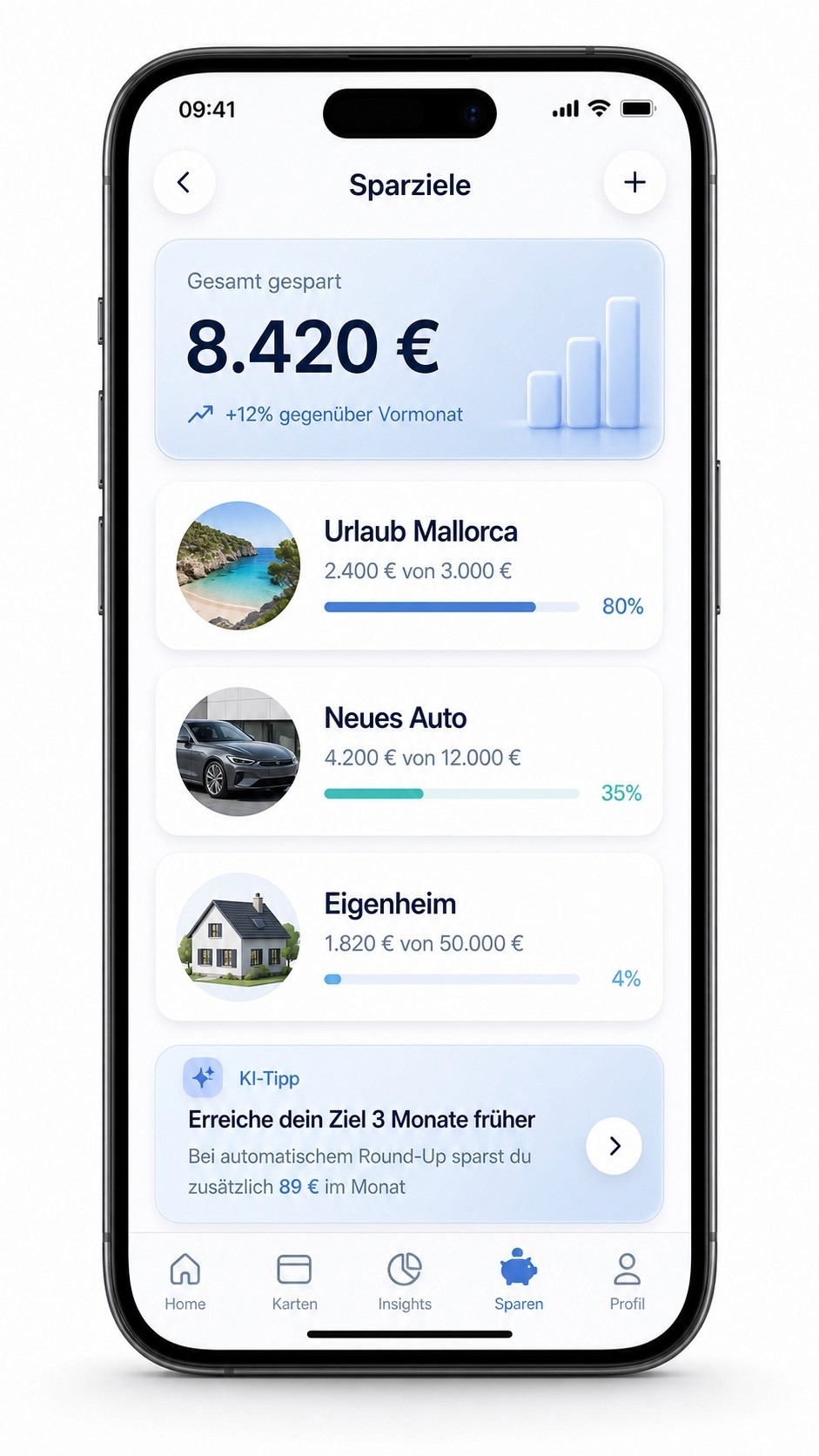 Banking-App mit Sparzielen und Kontostand