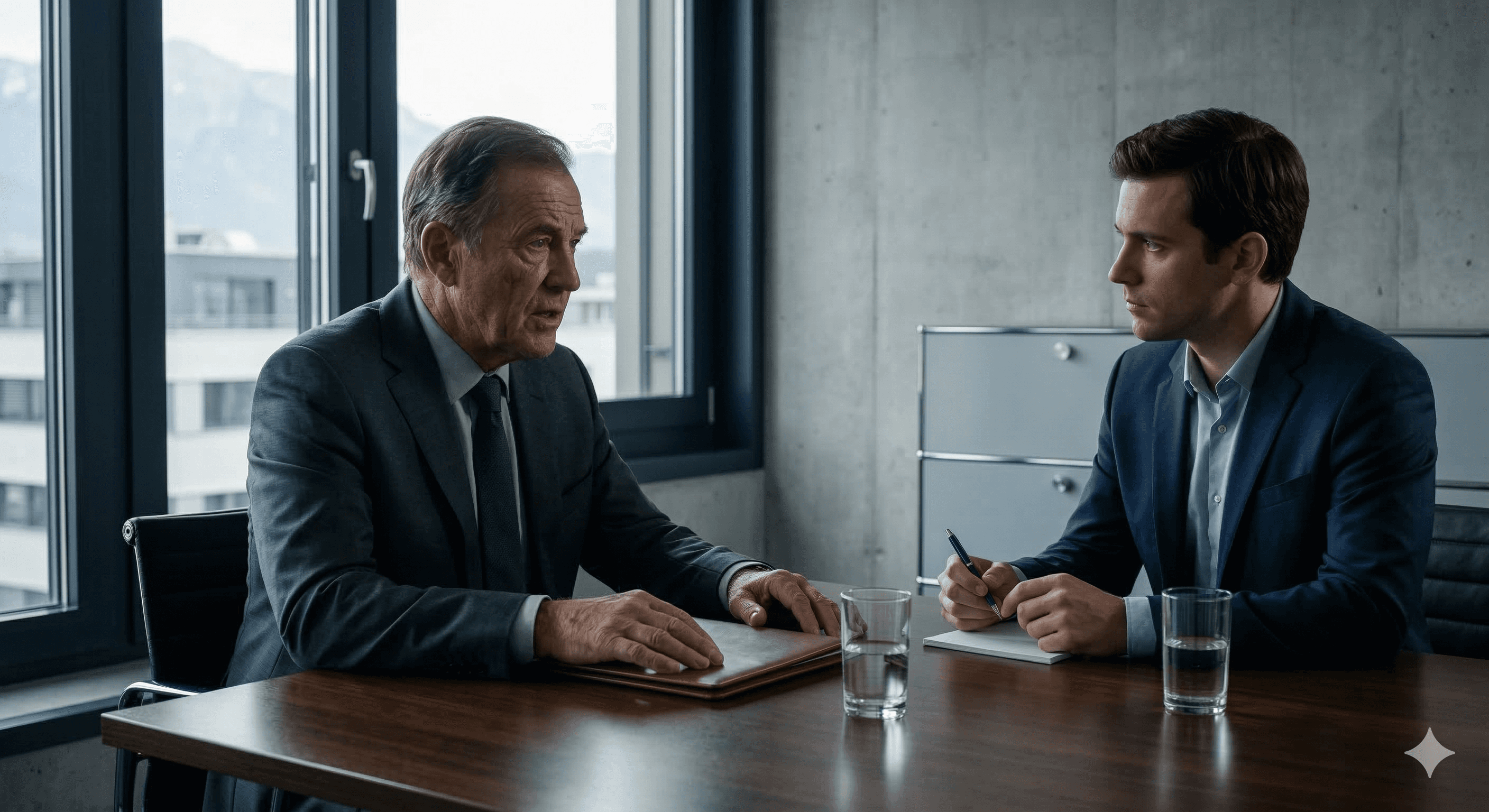 person sitting in a chair in front of a man